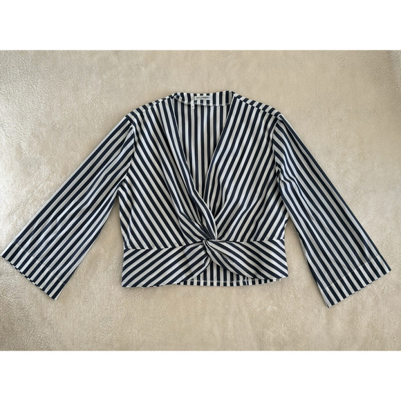 NaraCamicie Blue & White Striped Blouse Top Size V(5) Made in Italy Size Zip EUC - Picture 1 of 11